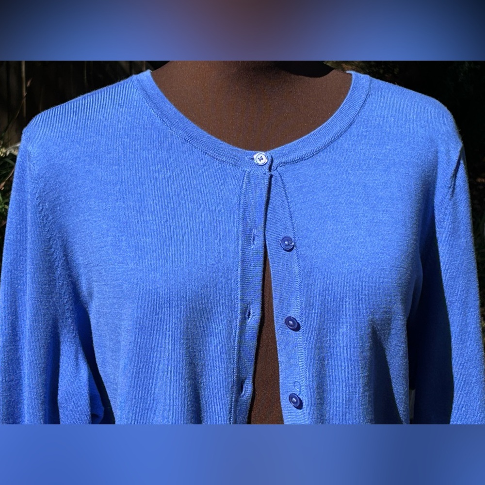 TALBOTS sXL cobalt cardigan-looks NEW! Tencel/cotton blend-feels silky/soft